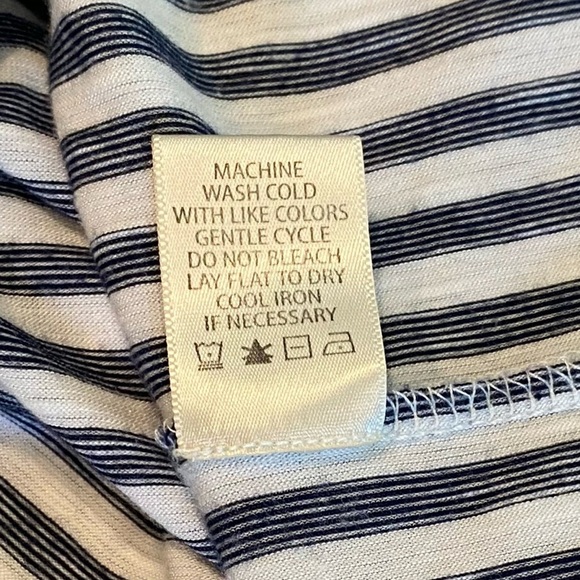 Max Studio Blue Striped Off The Shoulder Puff Sleeve Blouse Stretch Women XL - Picture 8 of 9